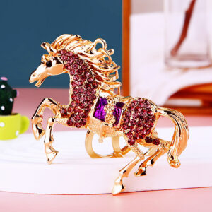 chinese zodiac pony crystal keychain