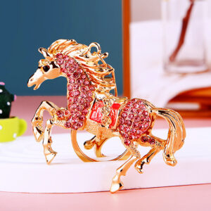 chinese zodiac pony crystal keychain