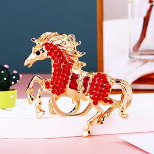 chinese zodiac pony crystal keychain